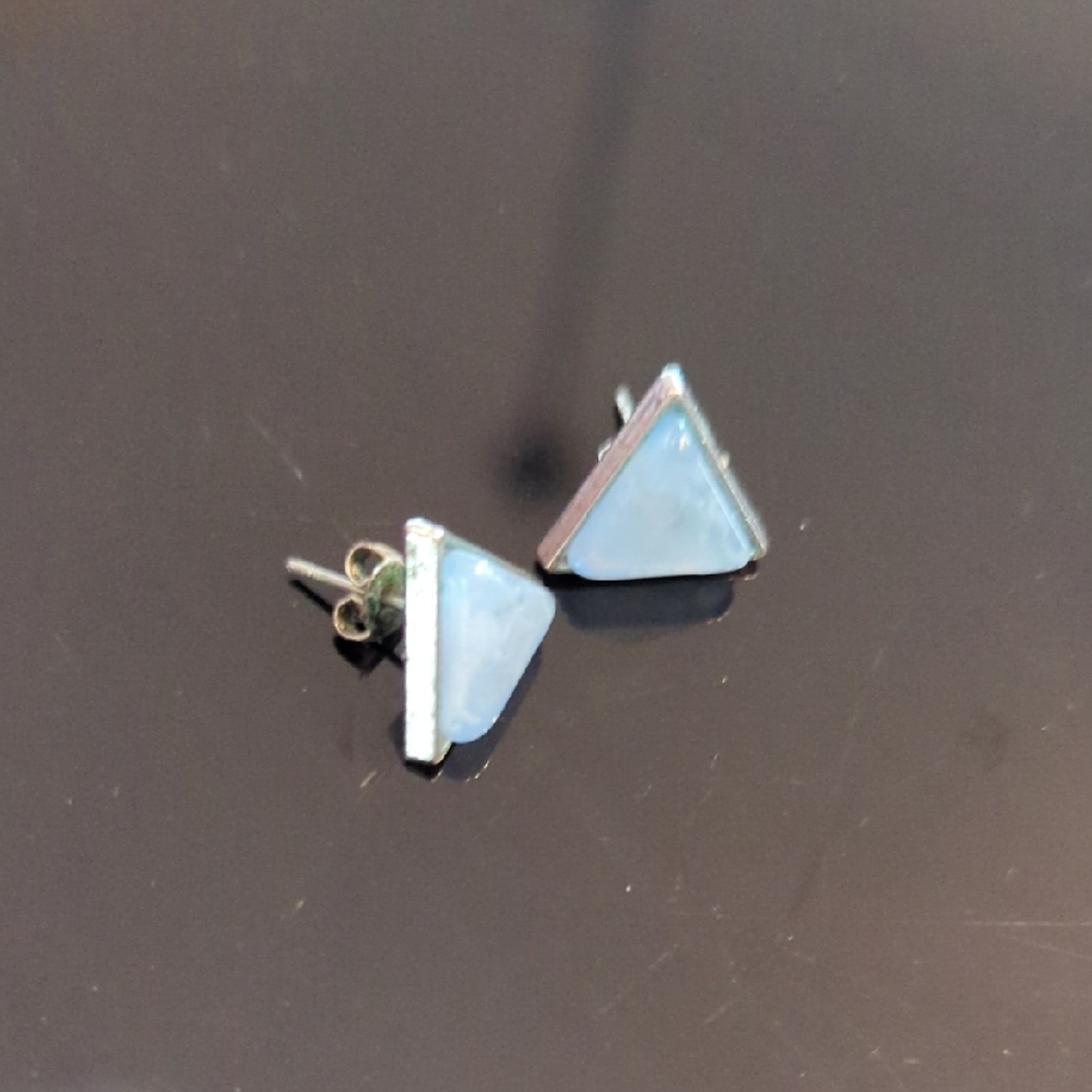 Silver Triangle Stud Earrings